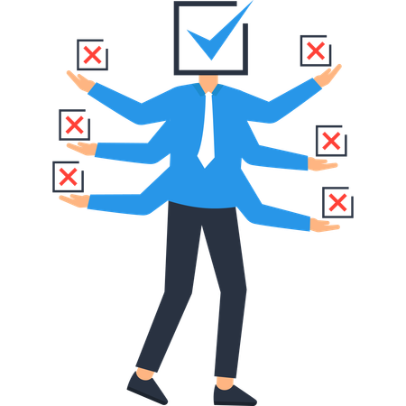 Businessman doing business multitasking  Illustration
