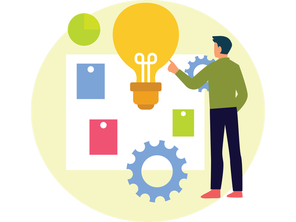 Businessman doing business planning  Illustration