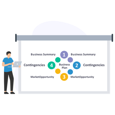 Businessman doing business planning  Illustration