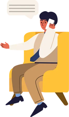 Businessman doing business talk on mobile  Illustration