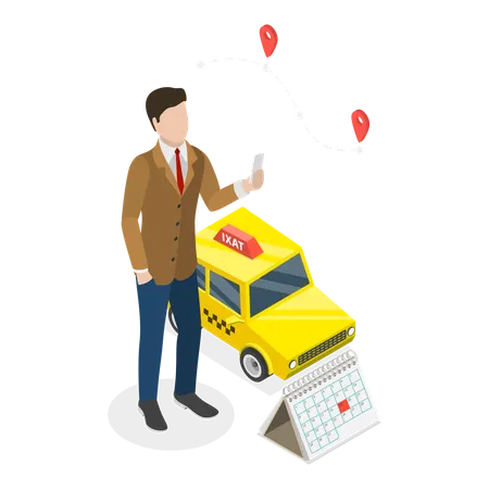 出張計画を立てるビジネスマン  イラスト