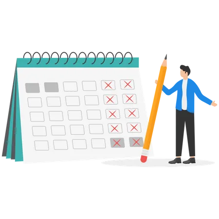 Businessmen Put Holidays On The Calendar To Make The Company A 4 Day Work Week Reduce Working Day To Increase Efficiency And Productivity Flexible Work Day For Employee Benefit Flat Vector Illustration Illustration