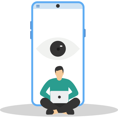 Businessman doing camera surveillance  Illustration