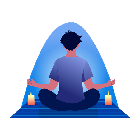 Businessman doing candle meditation Illustration