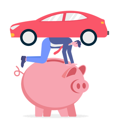Businessman Doing Car Saving  Illustration