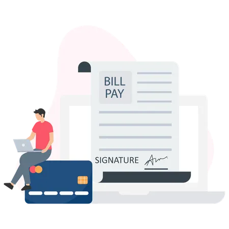 Businessman doing card bill payment  Illustration