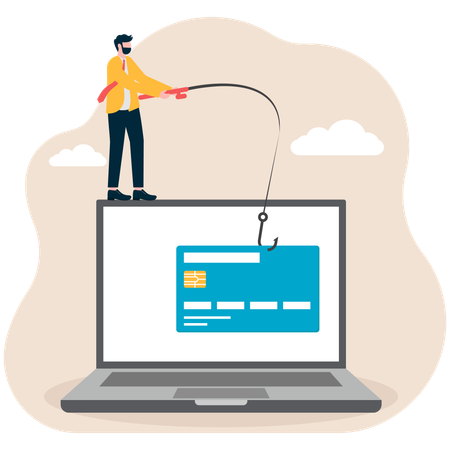 Businessman doing card phishing  Illustration