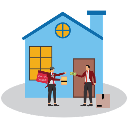Businessman doing Cash on Delivery payment  Illustration