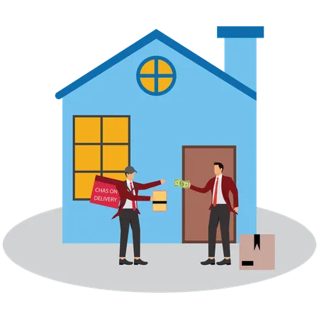 Businessman doing Cash on Delivery payment  Illustration