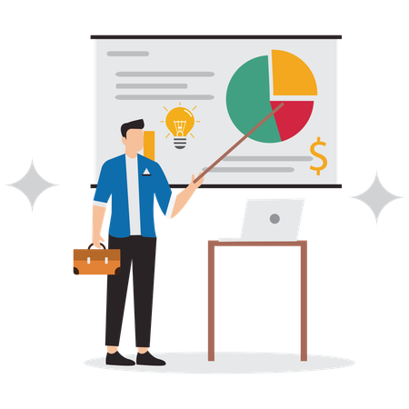 Businessman doing chart analysis  Illustration