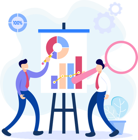 Businessman doing chart analysis  Illustration