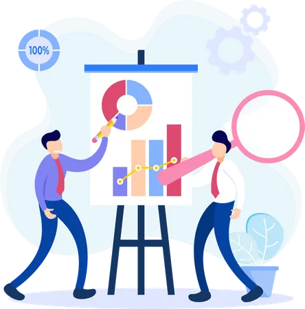 Businessman doing chart analysis  Illustration
