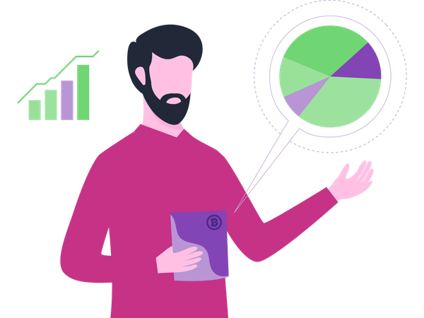 Businessman doing chart analysis  Illustration