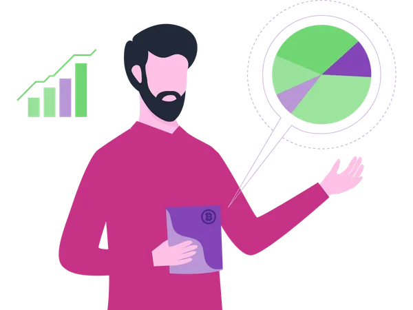 Businessman doing chart analysis  Illustration