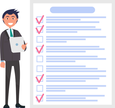 Businessman doing checklist planning  Illustration