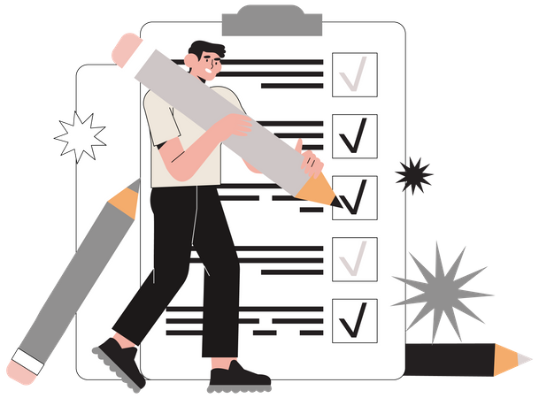 Businessman doing checkmark on task list  Illustration