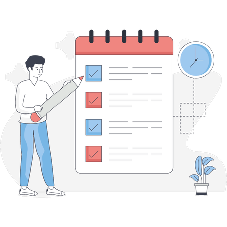 Businessman Doing Checkmark On Task list  Illustration
