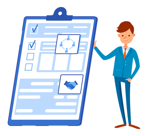 Businessman doing checkmark on task list  Illustration