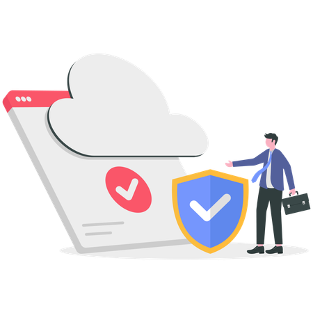 Businessman doing cloud computing  Illustration