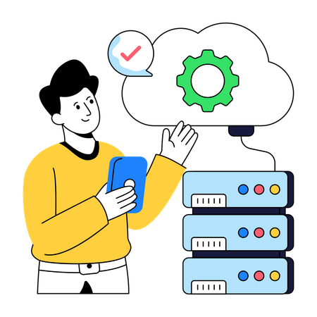 Businessman doing Cloud Server Management  Illustration
