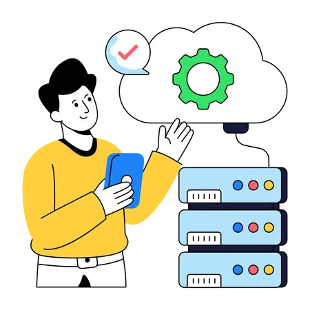 Businessman doing Cloud Server Management  Illustration