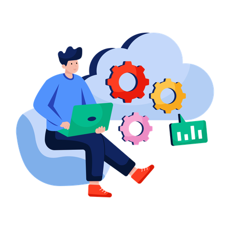 Businessman doing Cloud setting  Illustration