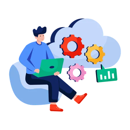 Businessman doing Cloud setting  Illustration