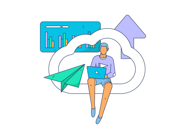 Businessman doing cloud upload  Illustration