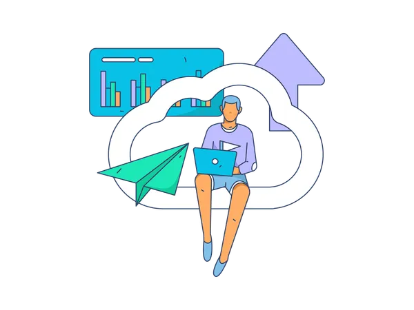 Businessman doing cloud upload  Illustration