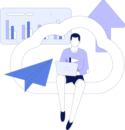 Businessman doing cloud upload  Illustration