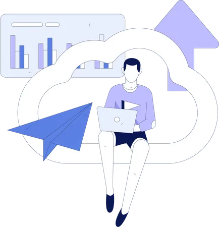 Businessman doing cloud upload  Illustration