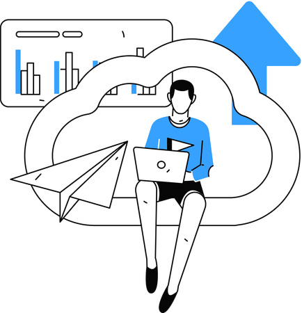 Businessman doing cloud upload  Illustration