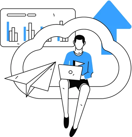 Businessman doing cloud upload  Illustration