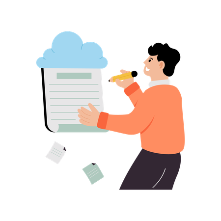 Businessman doing cloud writing  Illustration