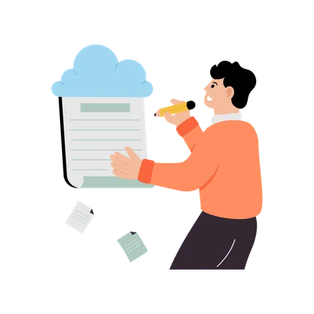 Businessman doing cloud writing  Illustration