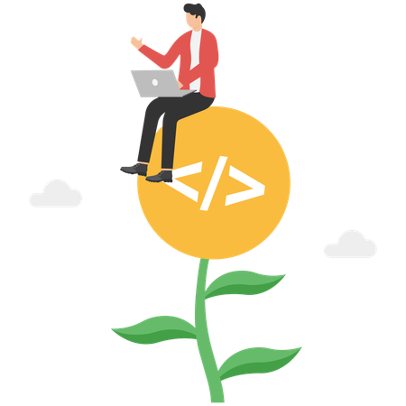 Businessman doing code  Illustration