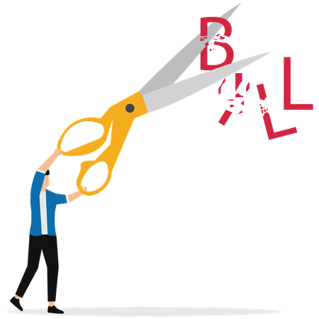 Businessman doing Cost cut or reduction  Illustration