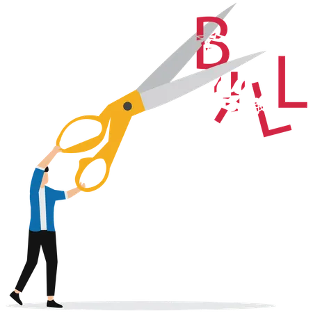 Businessman doing Cost cut or reduction  Illustration