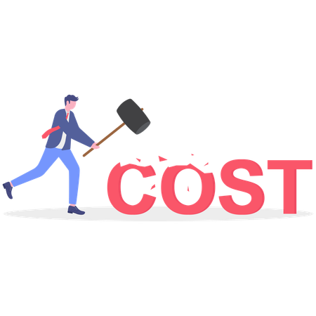 Businessman doing cost cutting  Illustration