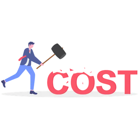 Businessman doing cost cutting  Illustration