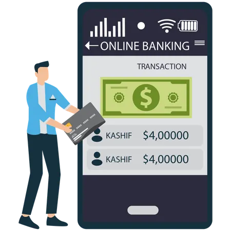 Businessman doing Credit Card Online Payment Process  Illustration