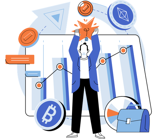 Businessman doing crypto trading  Illustration
