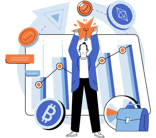 Businessman doing crypto trading  Illustration