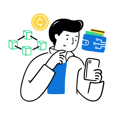 Businessman doing Crypto Wallet Management  Illustration