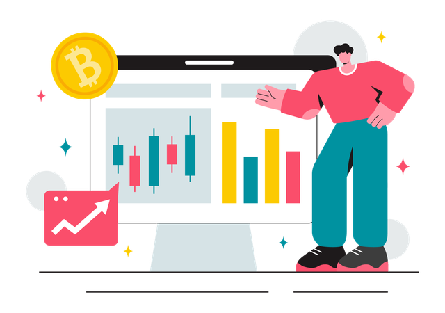 Businessman doing cryptocurrency trading  Illustration