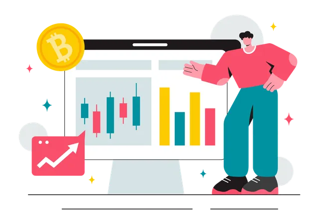 Businessman doing cryptocurrency trading  Illustration