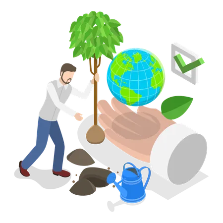 Businessman doing CSR activity  Illustration