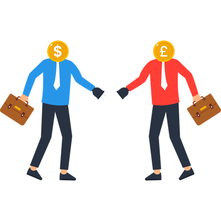 Businessman doing currency exchange  Illustration