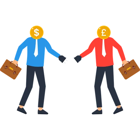 Businessman doing currency exchange  Illustration