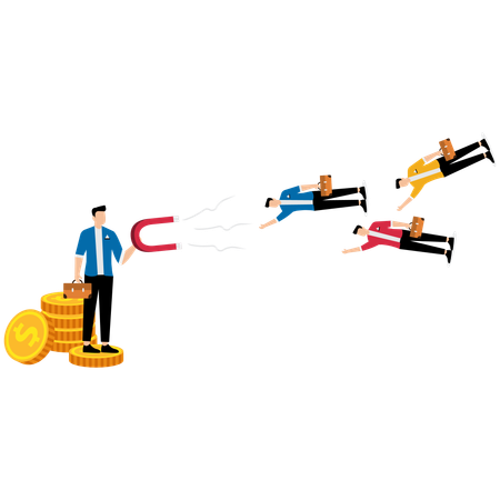 Businessman doing customer acquisition  Illustration